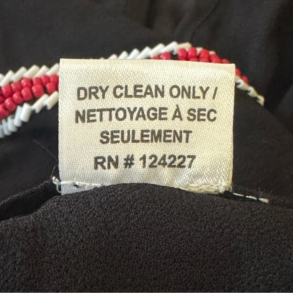 MISA Los Angeles Size M Viscose Bead Embellished Semi Sheer Boxy Black Blouse‎